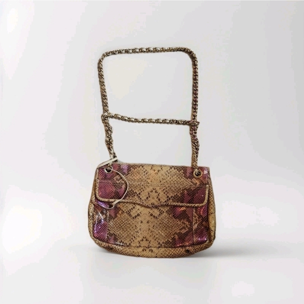 Snakeskin Patterned Chain Shoulder Bag